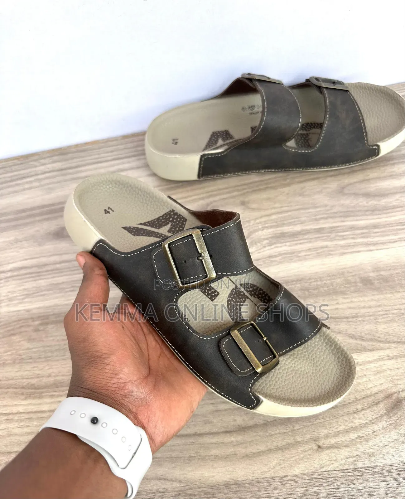 Leather Strap Slipon Unisex Sandals