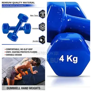 4 Kg Pair Vinyl-Coated Dumbbells.