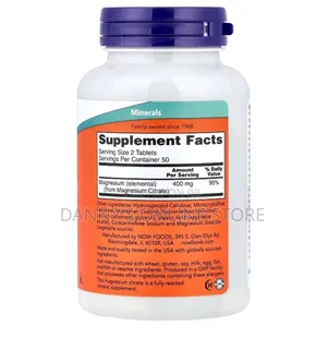Now Magnesium Citrate, 400mg, 100 Tablets