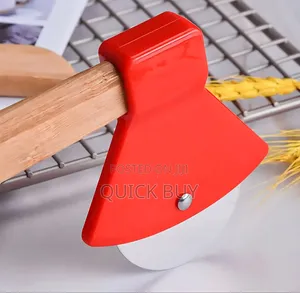 Axe-shaped Pizza Cutter With A Bamboo Handle
