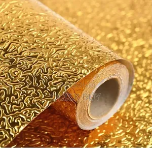 Gold-Textured, Self-Adhesive, Aluminum Foil Wallpaper
