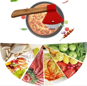 Axe-Shaped Pizza Cutter With a Bamboo Handle