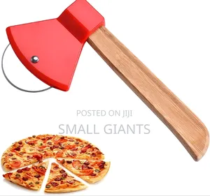 Axe-Shaped Pizza Cutter With a Bamboo Handle
