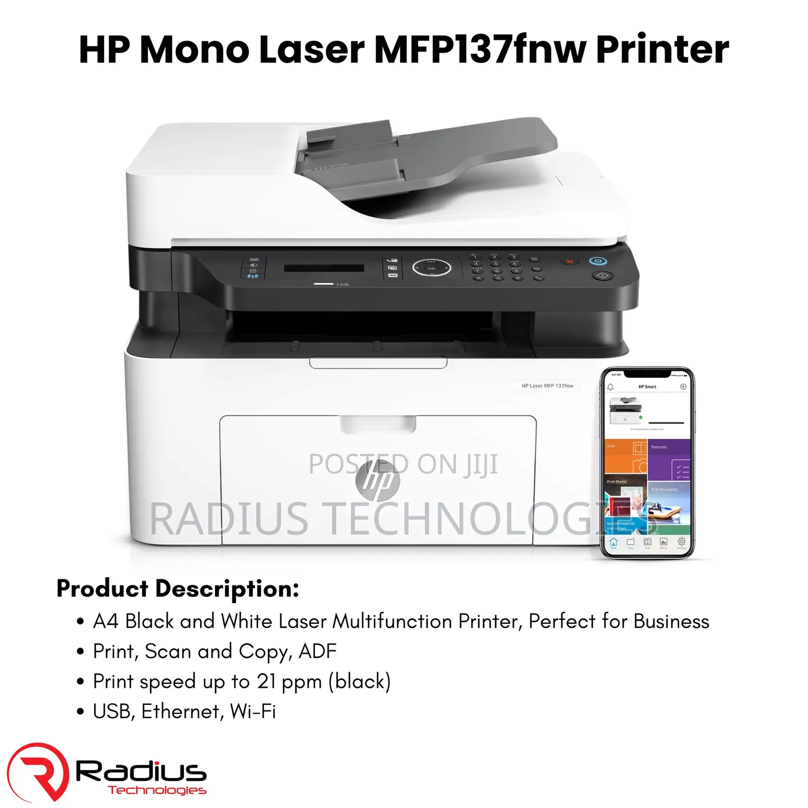 Hp Laser MFP 137fnw Multifunction Printer