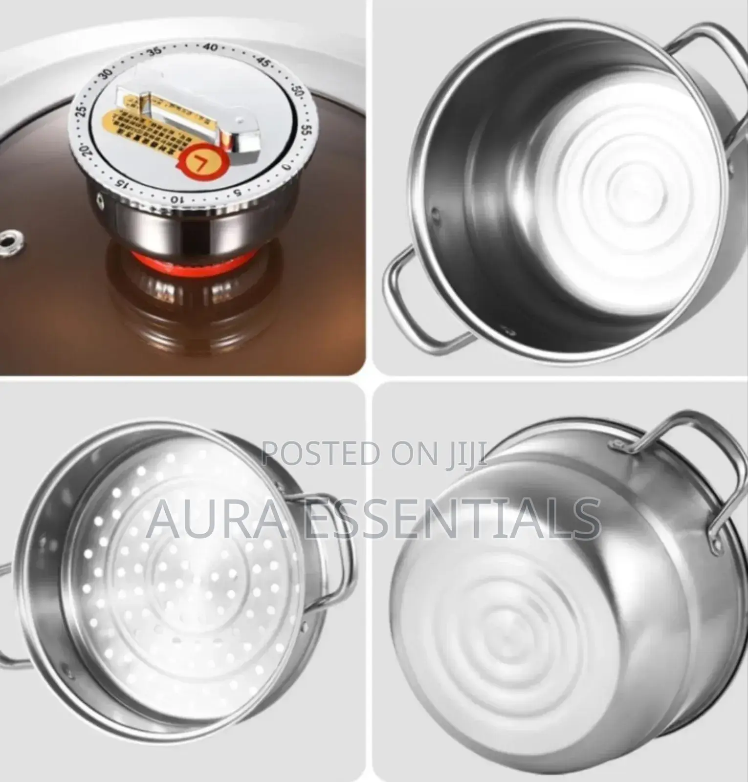 30cm Stainless Steel 3-Tier Food Steamer With Timer