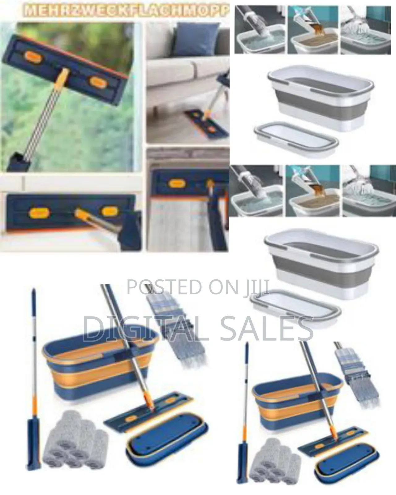 Mop and Bucket Cleaning System With Space-Saving