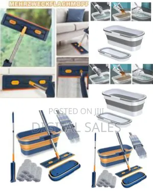 Mop and Bucket Cleaning System With Space-Saving