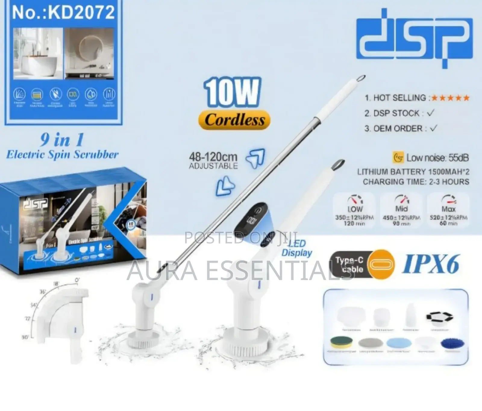 DSP Kd2072, 9-in-1 Electric Spin Scrubber