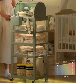 Multi-Layer Mobile Baby Organizing Cart With a Detachable Box