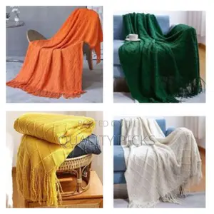 Cozy Knitted Diamond Pattern Throw Blanket