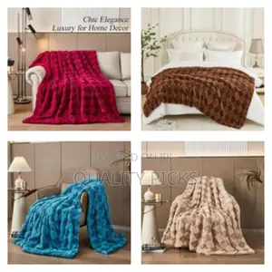 Luxurious Ribbed Faux Fur Throw Blanket