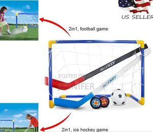 2-in-1 Children's Mini Hockey and Soccer Goal Sports Set.