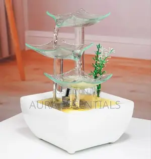 Ceramic and Glass Tabletop Water Fountain With Led Lights
