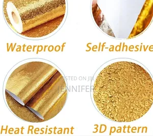 Gold-Textured, Self-Adhesive, Aluminum Foil Wallpaper
