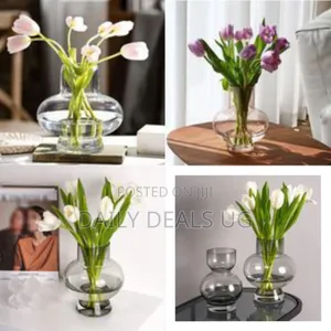 Contemporary Geometric Glass Floral Vase - Multicolor