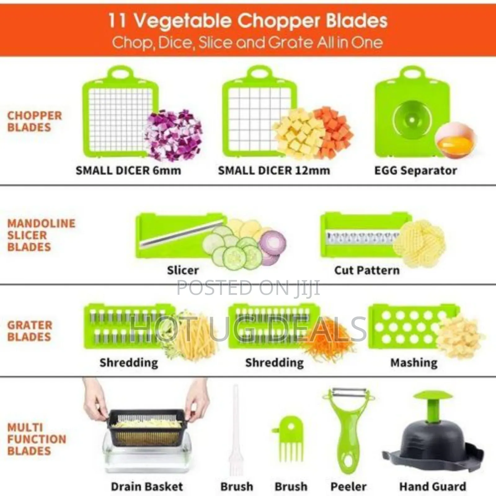 Vegetable Chopper Slicer 11 -in-1  Set 7 Blades Onion Fruit Cutter