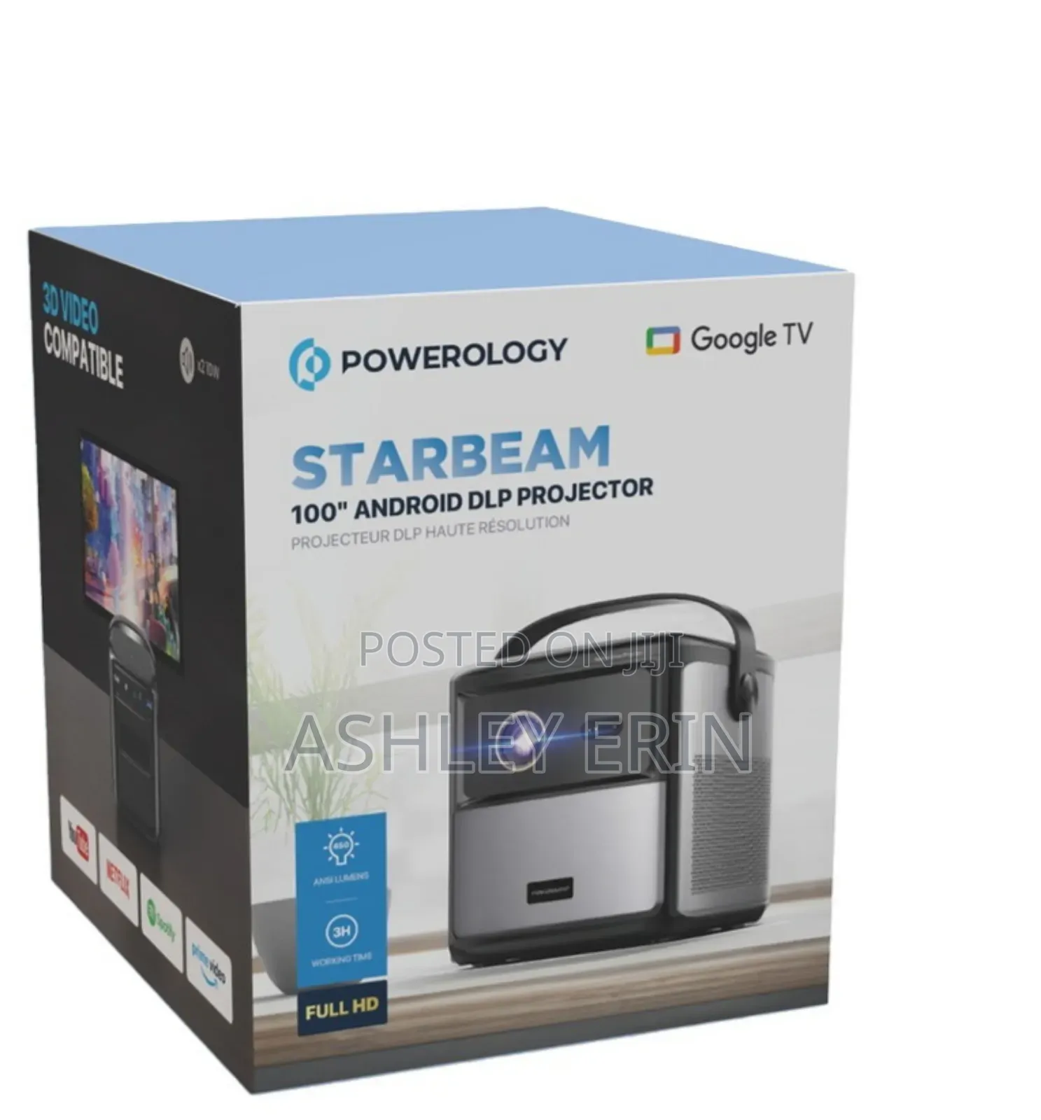 Powerology Starbeam 100" Google DLP Rechargeable Projector - Black
