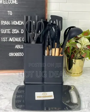 19pcs Silicone Spoons Set With Knives And Chopping Board- Multicolor