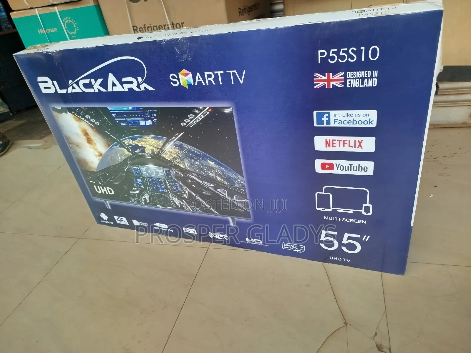 55 Black Ark Smart Android Digital Flat Screen Flameless.