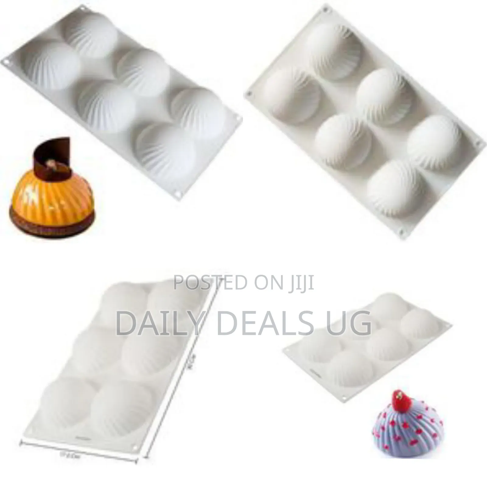 6-Cavity Spiral Dome Silicone Mousse Cake Mold - Multicolor