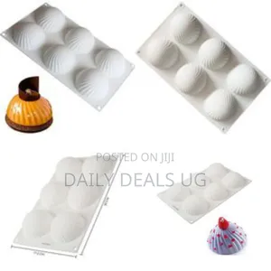 6-Cavity Spiral Dome Silicone Mousse Cake Mold - Multicolor
