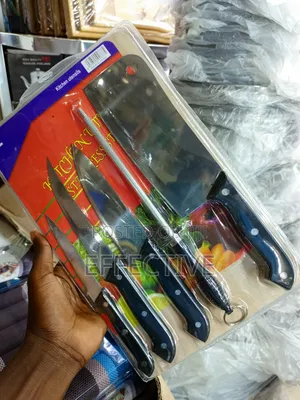 Set of Kitchen Knives With a Sharpening Steel.