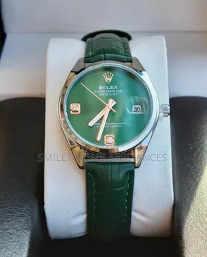 Rolex Green Leather Strapped Women's Wrist Time Piece at Discount