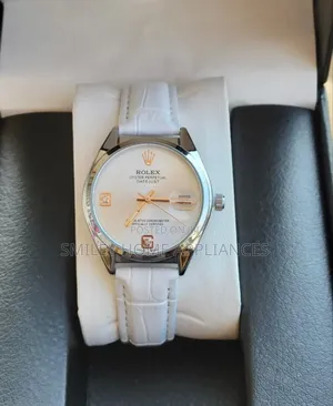 White Face Women's Authentic Rolex White Leather Strapped Wrist Watch