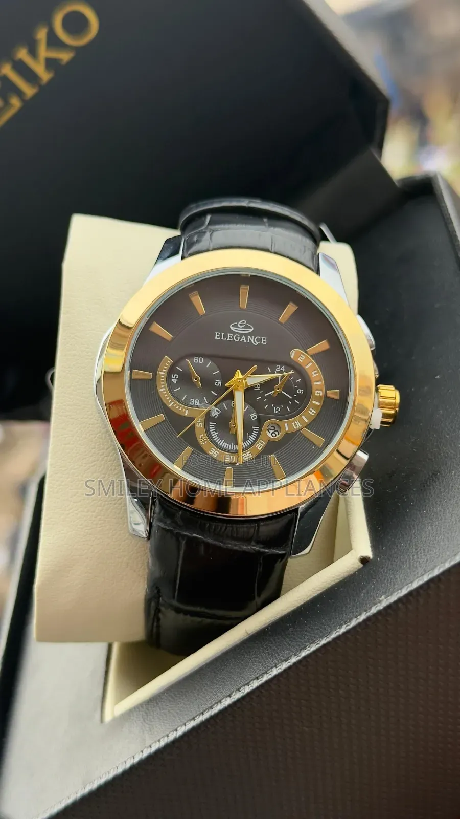 Elegance Men's Authentic Leather Strapped Automatic Time Wear at Discount
