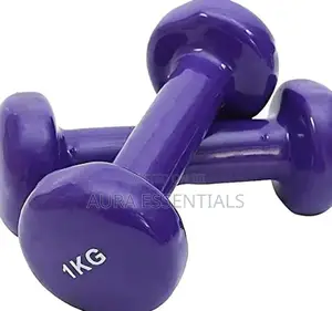 Pair of 1kg Purple Vinyl Dumbbells