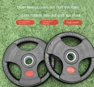 15kg Rubber-Coated Olympic Weight Plate With a Tri-Grip Design