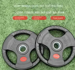 15kg Rubber-Coated Olympic Weight Plate With a Tri-Grip Design