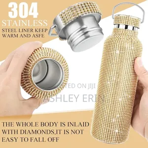 Sparkling Rhistone Covered Stainless Steel Water Bottle