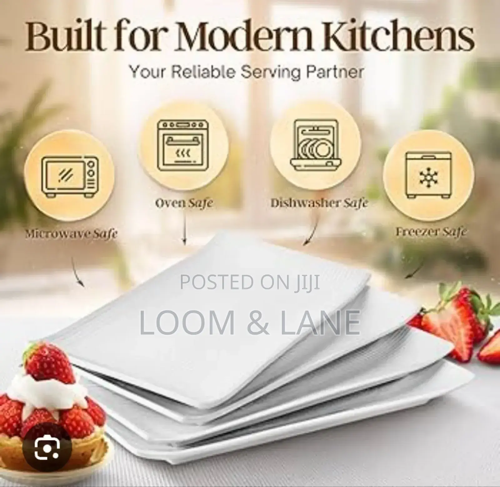 6 Pieces of Square Checked Plates -White