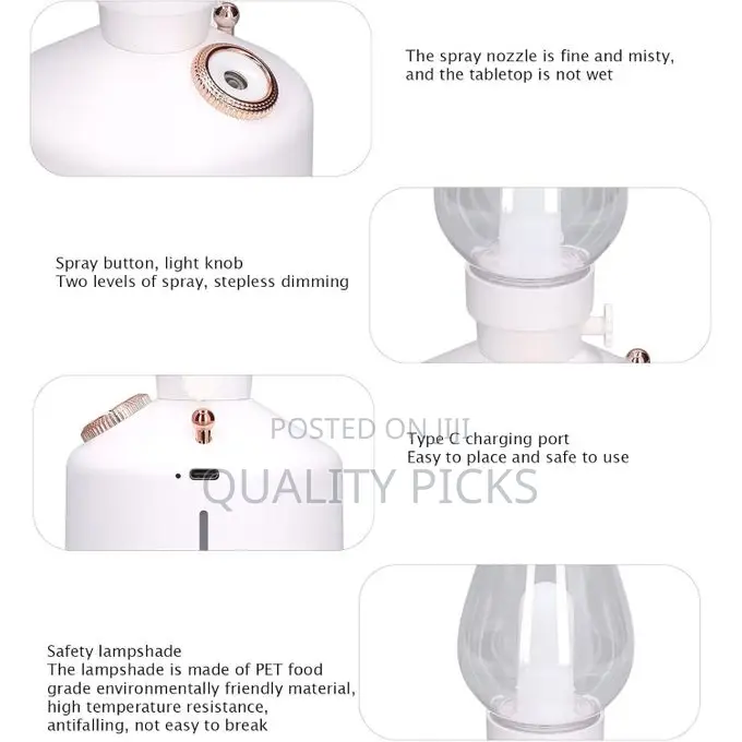 Desktop Quiet Stepless Air Humidifier Retro Lamp