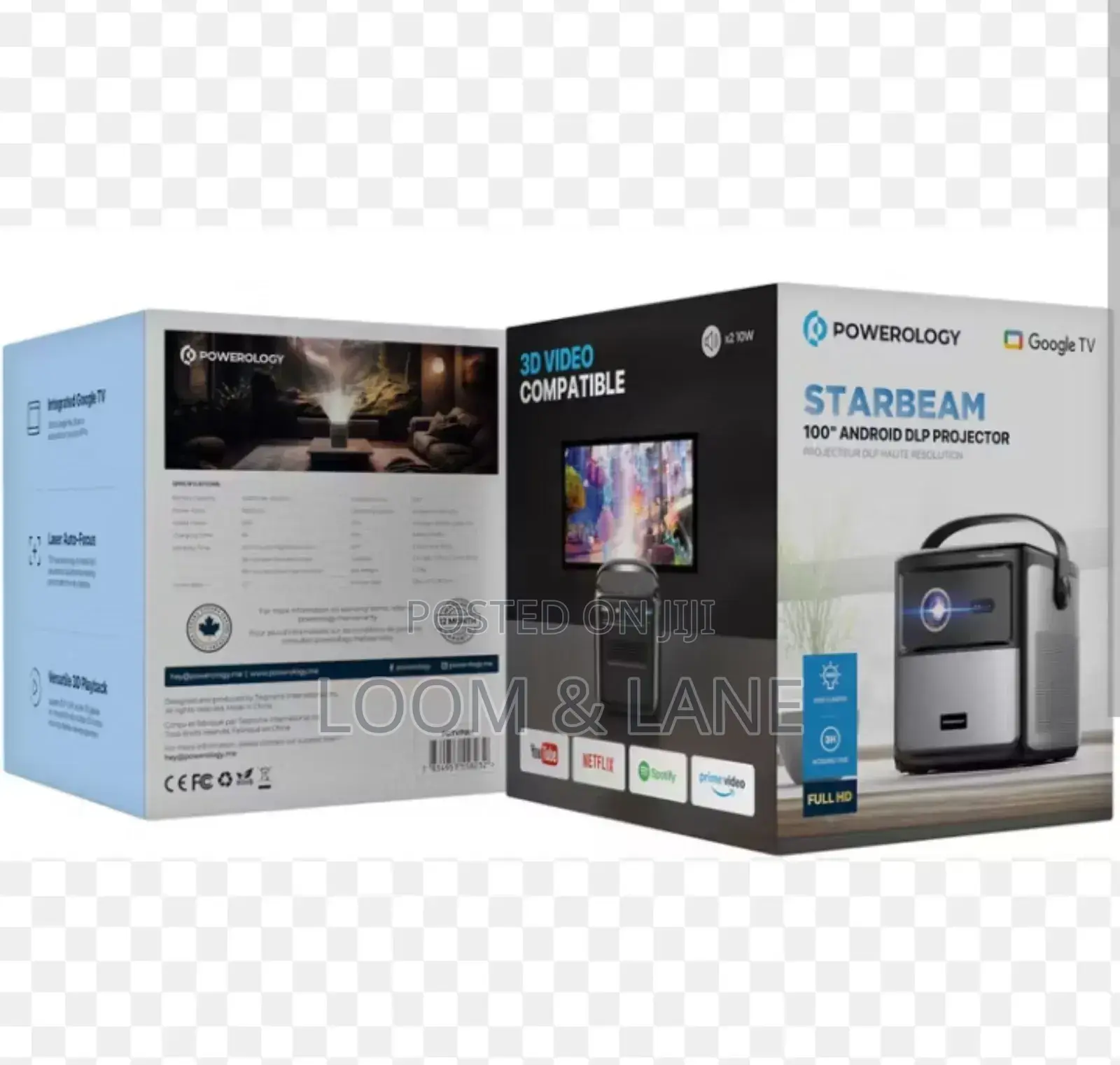 Powerology Starbeam 100" Google DLP Rechargeable Projector - Black
