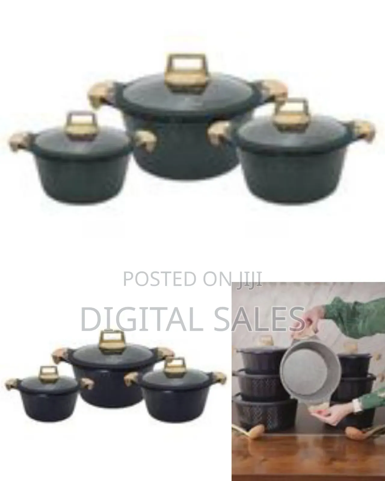 Premium Non-Stick Cooking Pot Set With Wood-Effect Handles