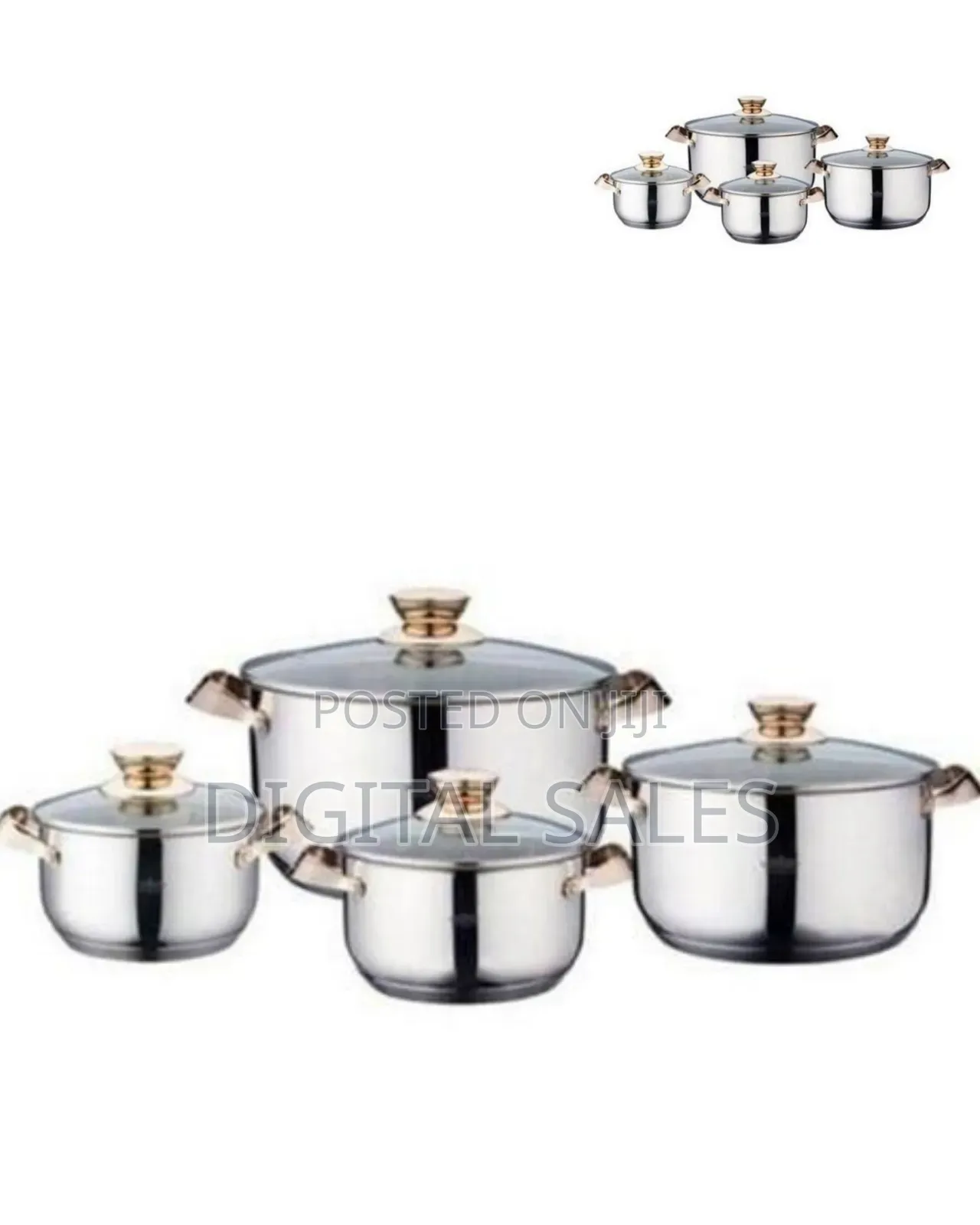 Elegant Stainless Steel Cookware Set With Glass Lids