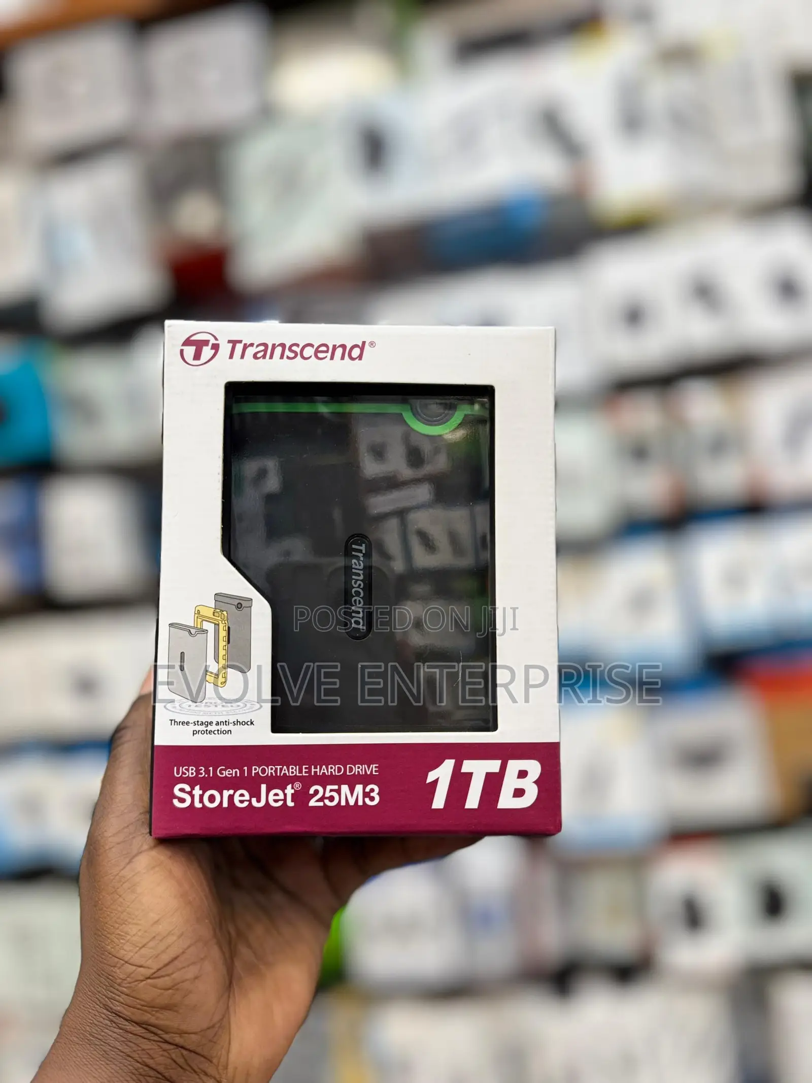 Transcend 1tb Usb 3.1 Gen 1 Storejet 25m3s Rugged External Hard Drive