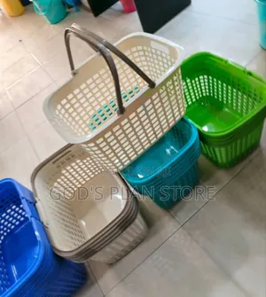 Multicolored Plastic Supermarket Shopping Baskets