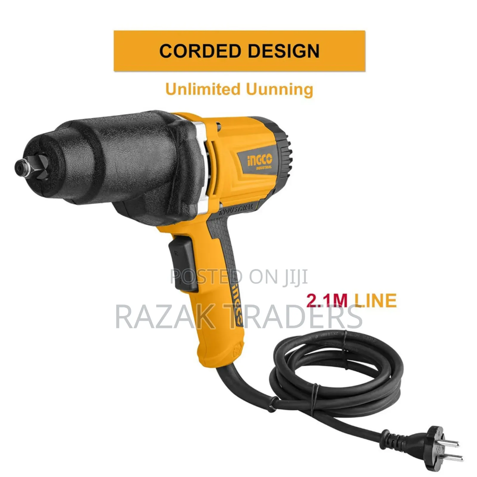 Ingco 1/2'' Electric Impact Wrench Kit - 1050w Motor, With 6 Sockets,