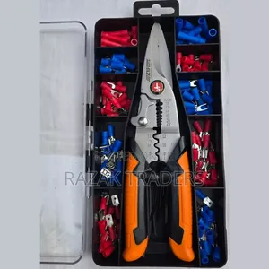 Cutter+Crimping Plier Kit Stainless Steel Orange Black 171 PCS Set,
