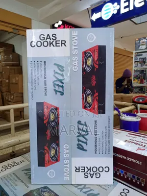 Pixel Household Gas Stove With A Glass Top.