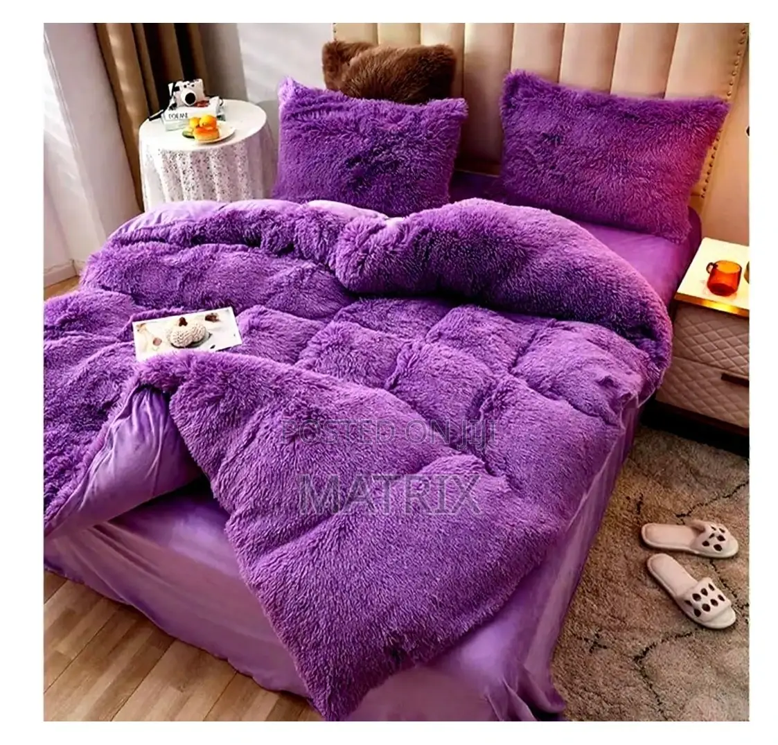 6x6 6pcs Fluffy Duvet Set With Bedsheet 2 Pillowcases 2 Cushion Covers