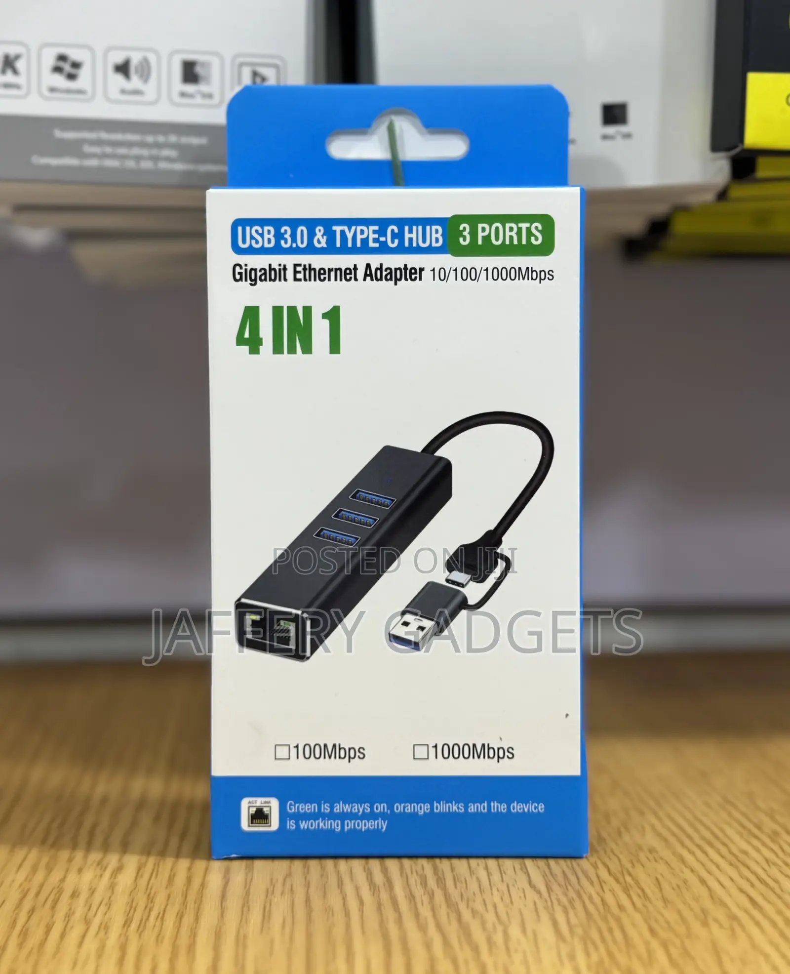 Usb 3.0 / Type-C 4-in-1 Hub With Gigabit Ethernet