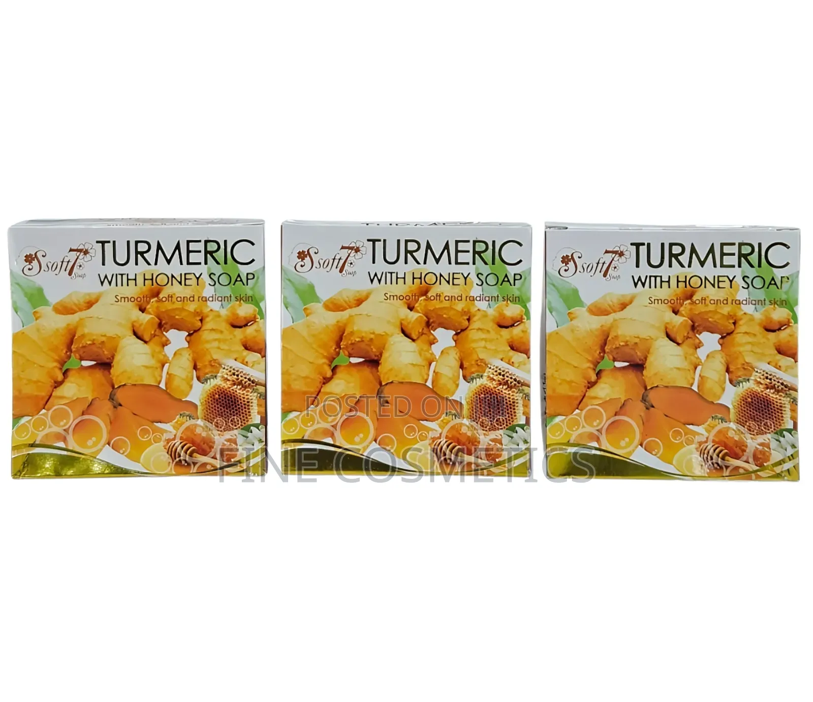 3pcs, S Soft7 Turmeric Luxurious Soap With Honey, K Brothers