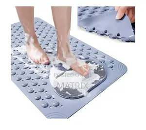 Bathroom Anti Slip Mat With Scrubber and Draining Holes