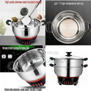 Multi-Tier Stainless Steel Electric Food Steamer and Cooker-Multicolor