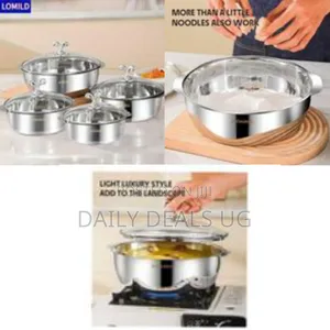 8-Piece Set of Stainless Steel Pots With Glass Lids