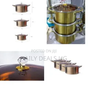 Set of 6 Stainless Steel Heavy Bottom Saucepans With Glass Lids